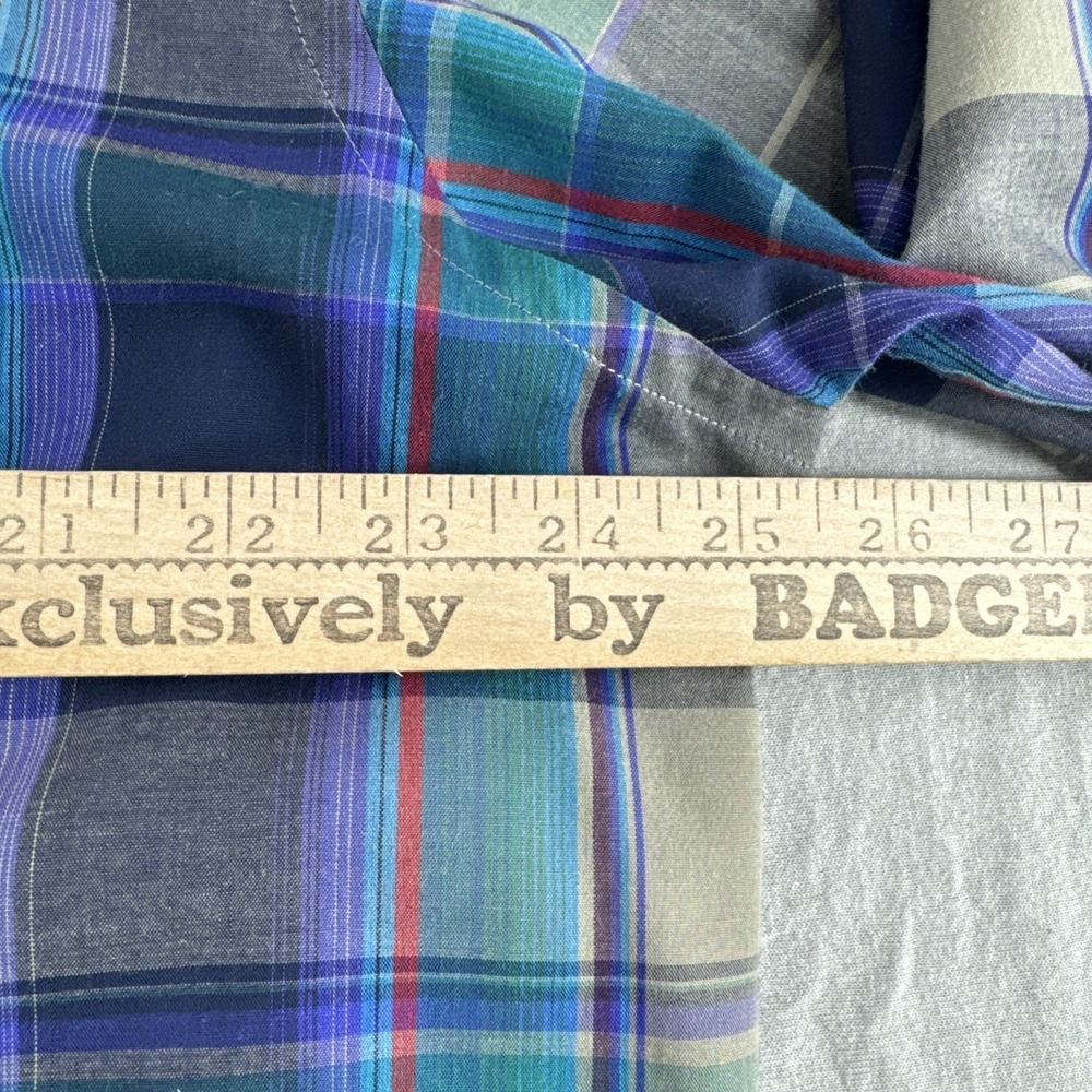 Vintage Arrow Sport Long Sleeve Shirt Mens XL Blue Plaid Button Up Casual 90s - Picture 5 of 7